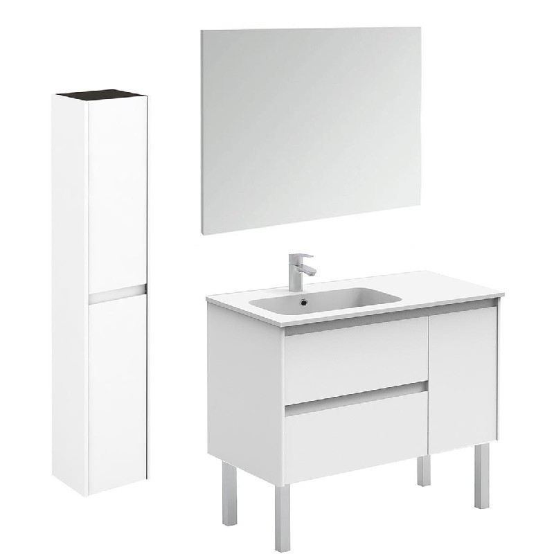 WS BATH COLLECTIONS AMBRA 90F PACK 2 35 5/8 INCH FREE STANDING BATHROOM VANITY WITH MIRROR AND COLUMN
