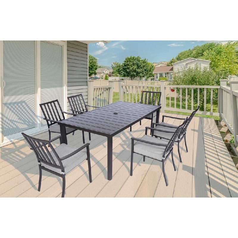 HANOVER CARTDN7PC MOD CARTER 72 INCH 7-PIECE DINING SET WITH PADDED CHAIR