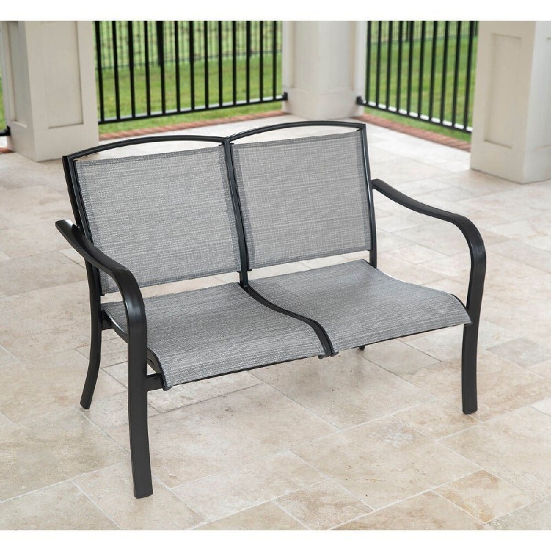 HANOVER FOXHLLVST-GMASH FOXHILL 46 3/8 INCH ALL WEATHER COMMERCIAL GRADE LOVESEAT - GUNMETAL AND ASH
