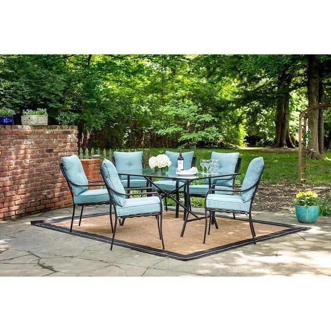 HANOVER LAVDN7PC-BLU LAVALLETTE 66 INCH 7-PIECE OUTDOOR DINING SET - BLUE