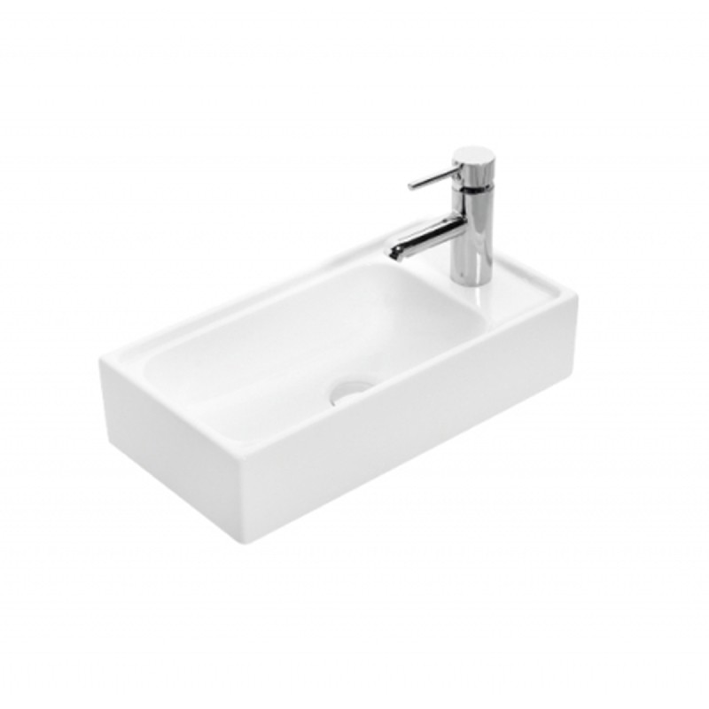 WS BATH COLLECTIONS MINIMAL 4050 19 7/8 INCH WALL MOUNT OR VESSEL BATHROOM SINK - GLOSSY WHITE
