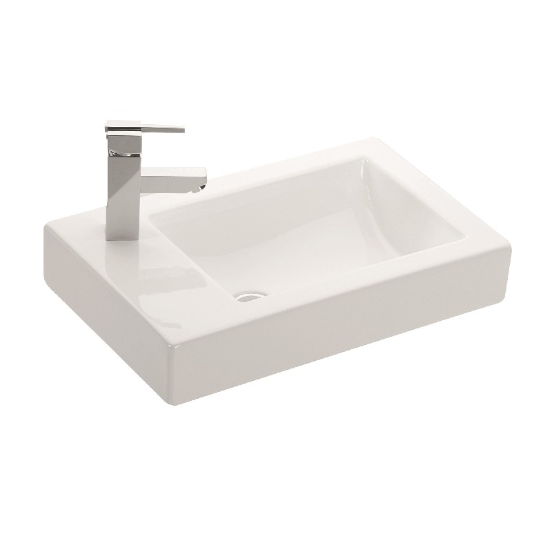 WS BATH COLLECTIONS MINIMAL 4056 22 1/8 INCH WALL MOUNT OR VESSEL BATHROOM SINK - CERAMIC WHITE