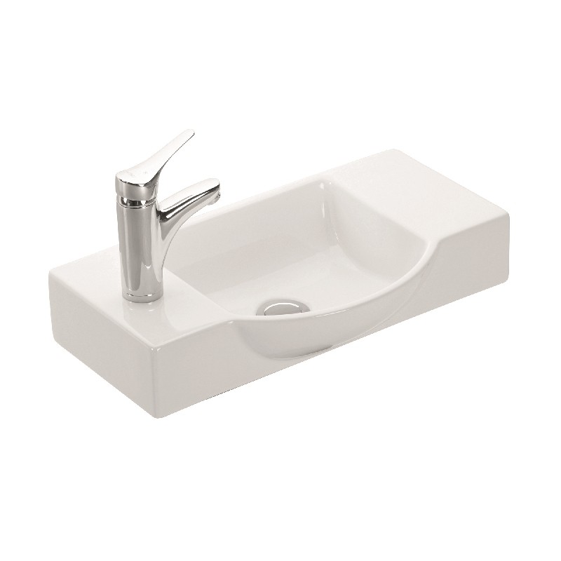 WS BATH COLLECTIONS MINIMAL 4077 21 5/8 INCH WALL MOUNT OR VESSEL BATHROOM SINK - CERAMIC WHITE