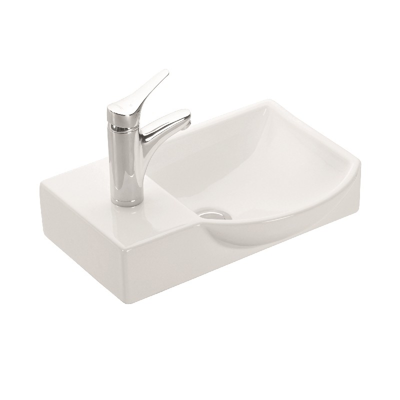 WS BATH COLLECTIONS MINIMAL 4079 17 3/4 INCH WALL MOUNT OR VESSEL BATHROOM SINK - CERAMIC WHITE
