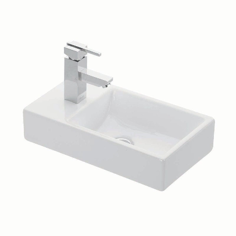 WS BATH COLLECTIONS MINIMAL 4757 17 7/8 INCH WALL MOUNT OR VESSEL BATHROOM SINK - CERAMIC WHITE