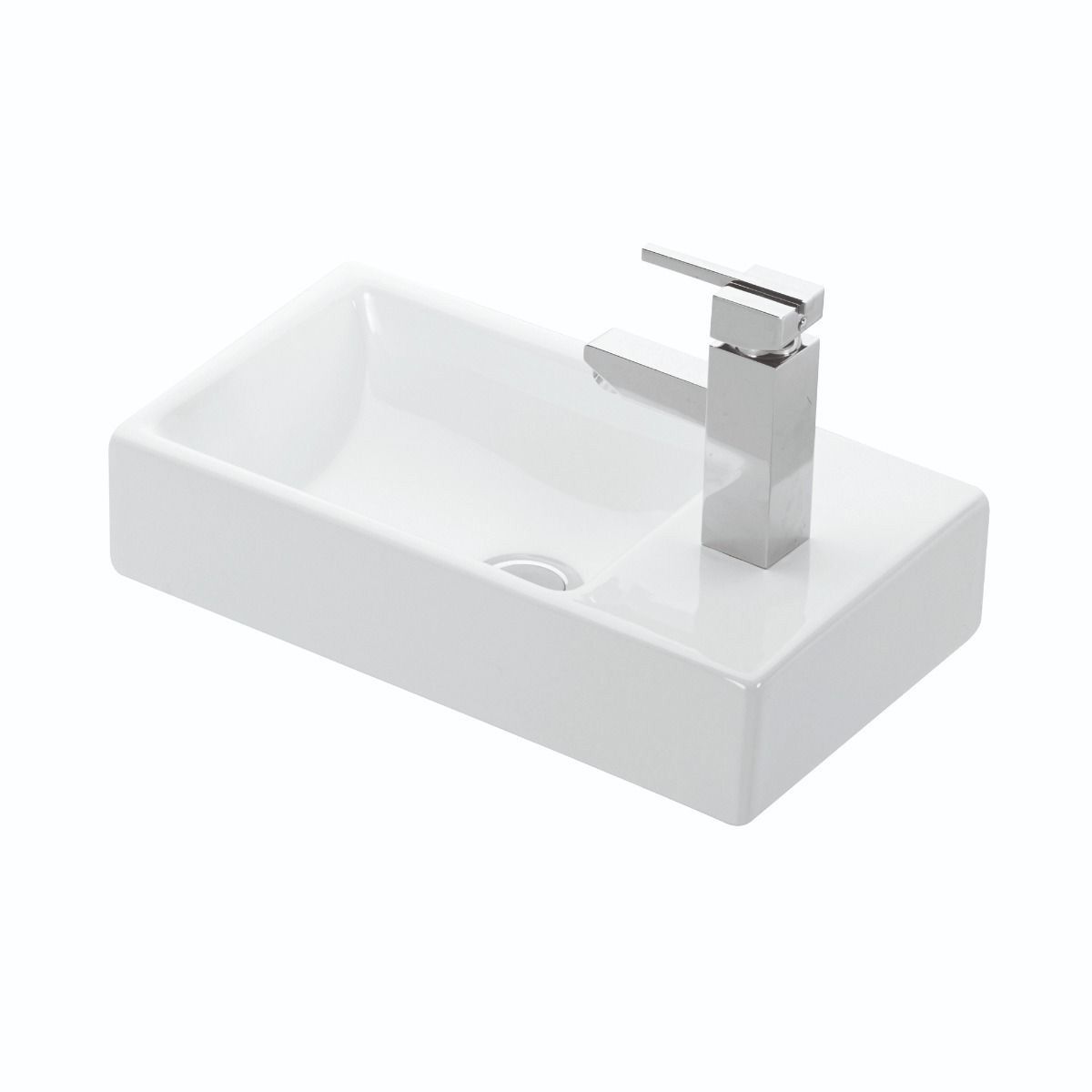 WS BATH COLLECTIONS MINIMAL 4057 17 7/8 INCH WALL MOUNT OR VESSEL BATHROOM SINK - CERAMIC WHITE