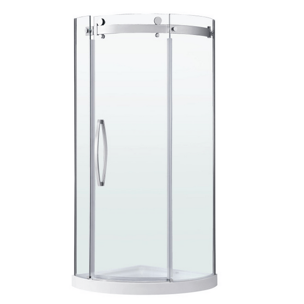 OVE DECORS 15SKCR-BREL34-CHRWM BREEZE LUX 34 INCH CORNER SHOWER KIT WITH GLASS PANEL DOOR AND BASE IN CHROME