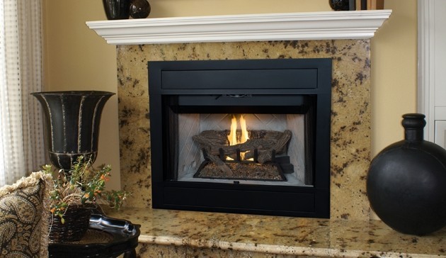 SUPERIOR BRT4342T-B BRT4000 42 INCH B-VENT FIREPLACE WITH WHITE STACKED REFRACTORY PANEL INTERIOR