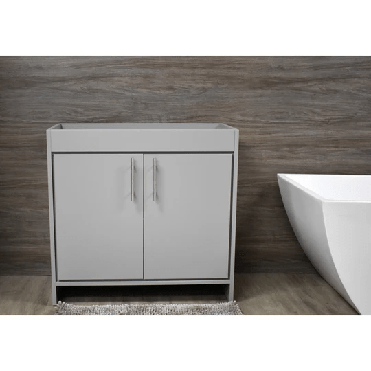 MTD VOLPA USA MTD-3436-0 VILLA 36 INCH MODERN BATHROOM VANITY WITH BRUSHED NICKEL ROUND HANDLES