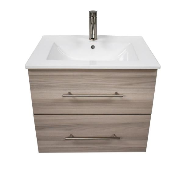 MTD VOLPA USA MTD-3330-1 NAPA 30 INCH MODERN WALL-MOUNTED FLOATING BATHROOM VANITY WITH CERAMIC TOP AND ROUND HANDLES