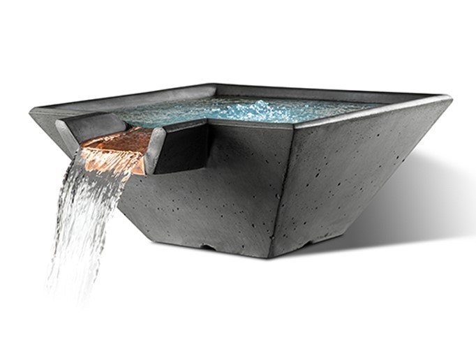 SLICK ROCK KCC29SSPC CASCADE 29 INCH SQUARE WATER BOWL WITH COPPER SPILLWAY