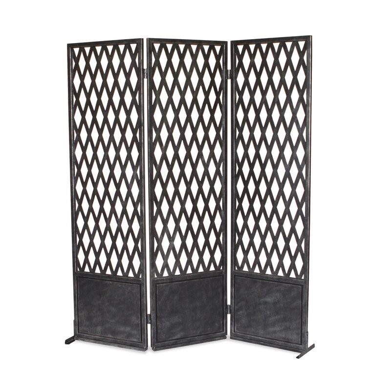 INSPIRED VISIONS 5709300-0131000 GARDEN GATE 59 5/8 INCH THREE PANEL LANTERNS AND SCREEN - SOAPSTONE
