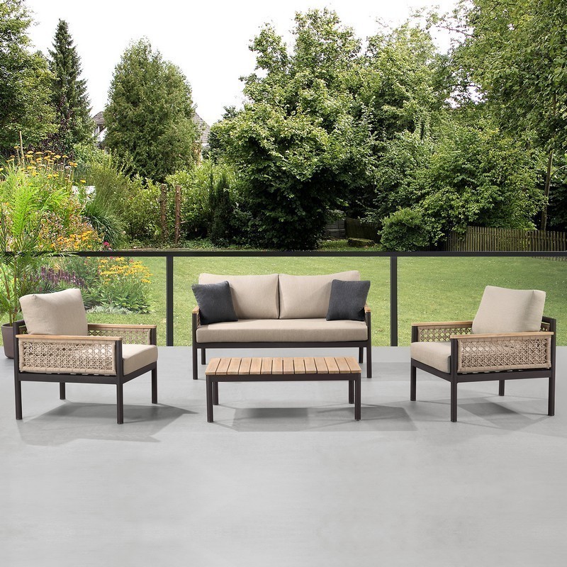 Ove Decors 15pcs De1a04 Br1ph Delray 154 Inch 4 Piece Patio Set In Light Brown And - Leaders Patio Furniture Delray