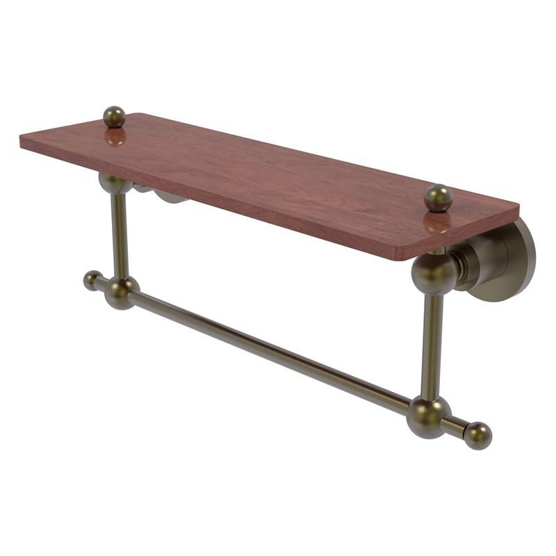 ALLIED BRASS AP-1TB-16-IRW ASTOR PLACE 16 INCH SOLID IPE IRONWOOD SHELF WITH INTEGRATED TOWEL BAR