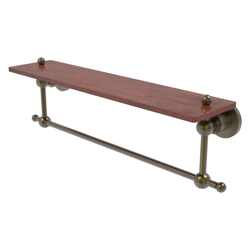 ALLIED BRASS AP-1TB-22-IRW ASTOR PLACE 22 INCH SOLID IPE IRONWOOD SHELF WITH INTEGRATED TOWEL BAR