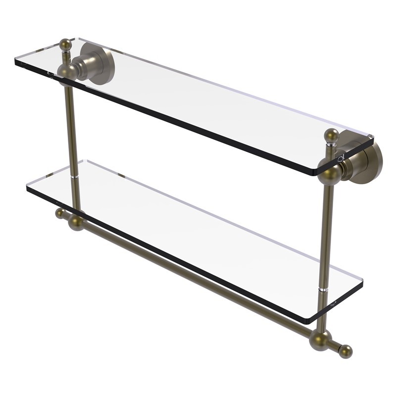 ALLIED BRASS AP-2TB/22 ASTOR PLACE 22 INCH TWO TIERED GLASS SHELF WITH INTEGRATED TOWEL BAR