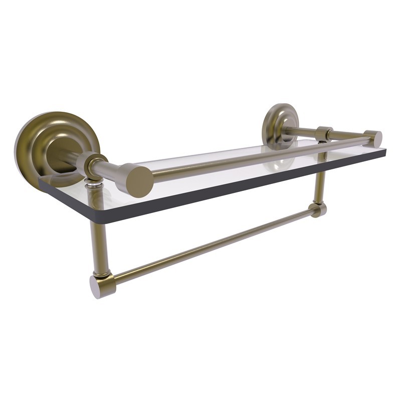 ALLIED BRASS QN-1TB/16-GAL QUE NEW 16 INCH GALLERY GLASS SHELF WITH TOWEL BAR