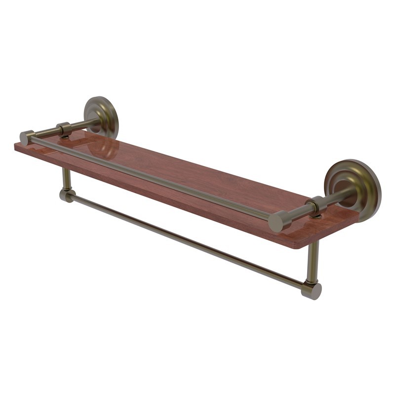 ALLIED BRASS QN-1TB-22-GAL-IRW QUE NEW 22 INCH IPE IRONWOOD SHELF WITH GALLERY RAIL AND TOWEL BAR