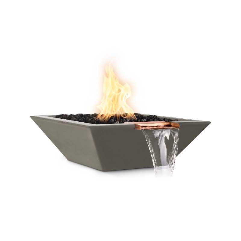 THE OUTDOOR PLUS OPT-24SFWE12V CAZO 24 INCH CONCRETE ELECTRONIC FIRE AND WATER BOWL