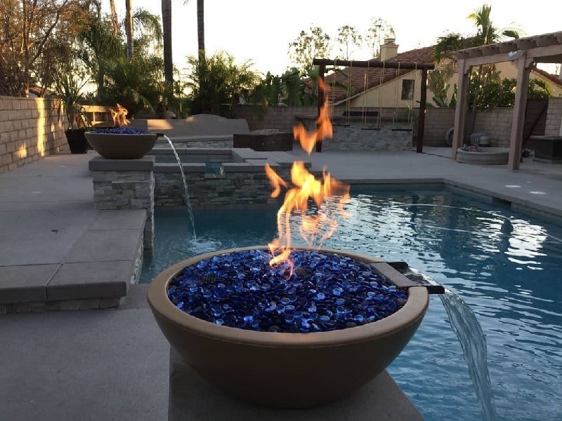 THE OUTDOOR PLUS OPT-27RFWE12V SEDONA 27 INCH CONCRETE ELECTRONIC FIRE AND WATER BOWL