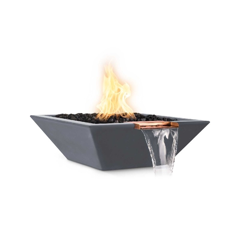 THE OUTDOOR PLUS OPT-30SFWE12V MAYA 30 INCH CONCRETE ELECTRONIC IGNITION FIRE AND WATER BOWL
