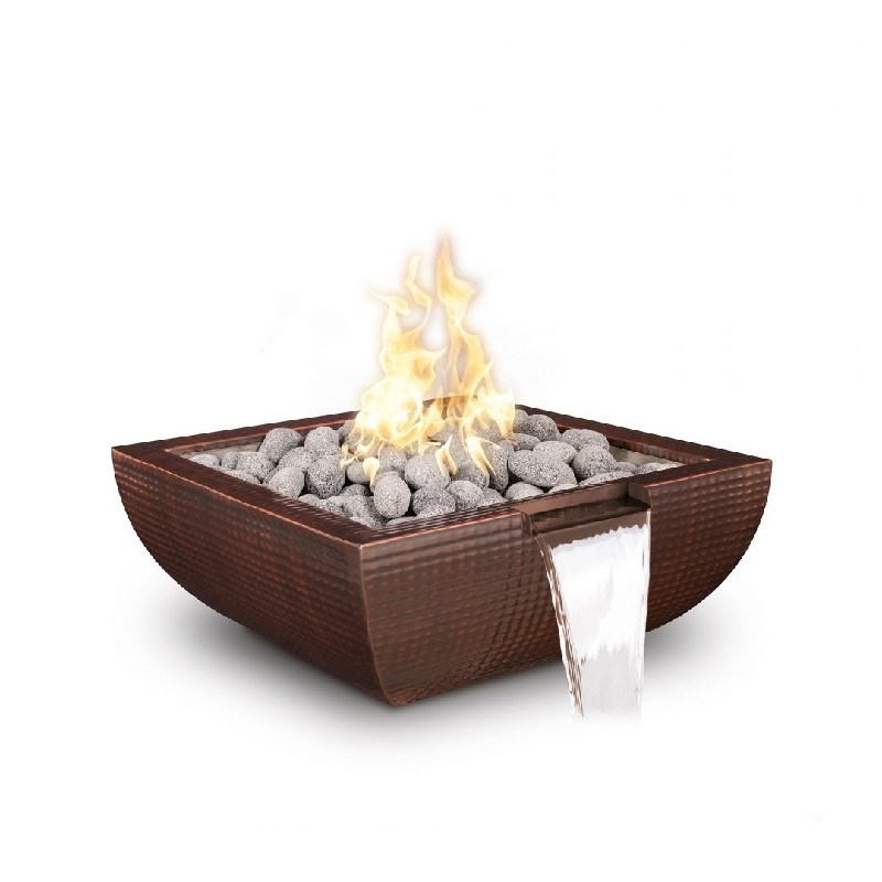 THE OUTDOOR PLUS OPT-36AVCPFWE12V AVALON 36 INCH COPPER ELECTRONIC IGNITION FIRE AND WATER BOWL