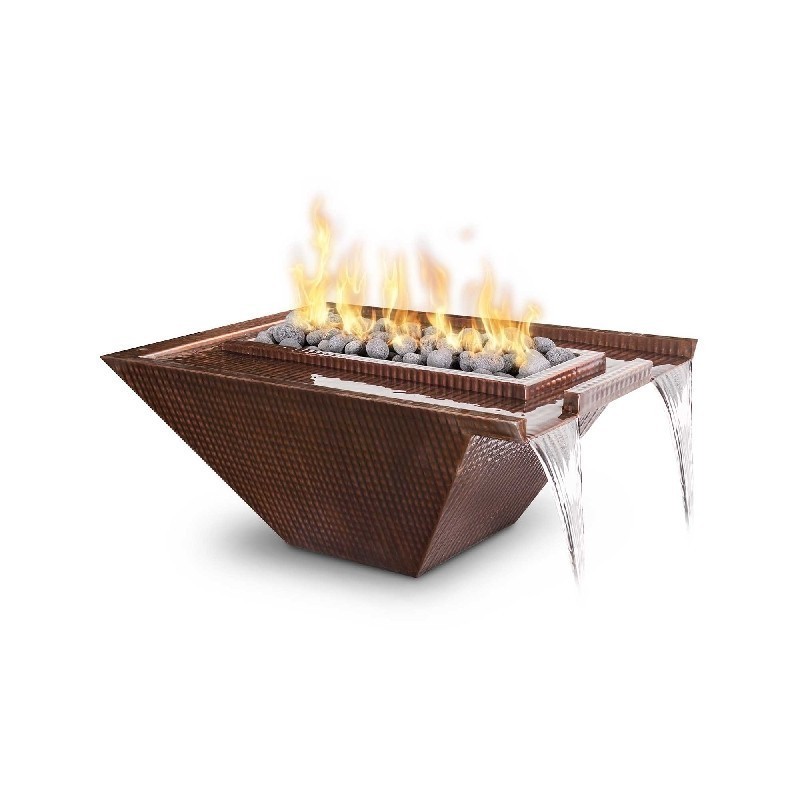 THE OUTDOOR PLUS OPT-36NLCPFE12V NILE 48 INCH COPPER ELECTRONIC FIRE AND WATER BOWL