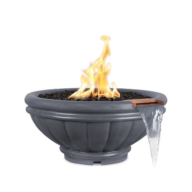 THE OUTDOOR PLUS OPT-ROMFW24E12V ROMA 24 INCH CONCRETE ELECTRONIC FIRE AND WATER BOWL