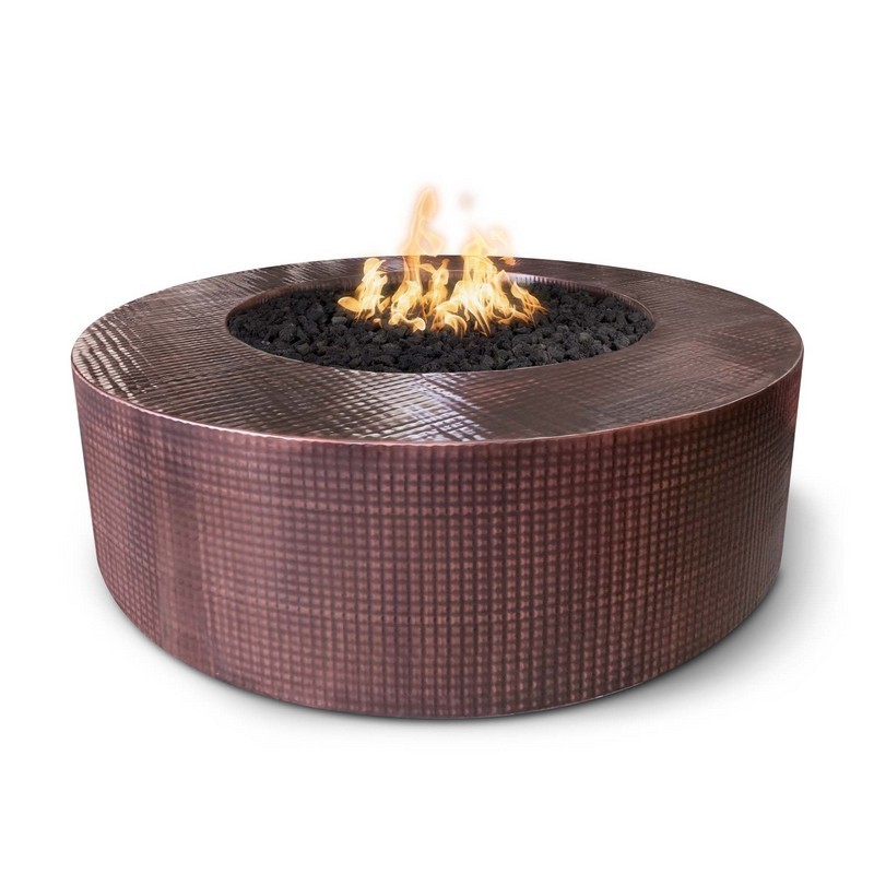 THE OUTDOOR PLUS OPT-UNYCP72 UNITY 72 INCH X 24 INCH HAMMERED COPPER MATCH LIT FIRE PIT