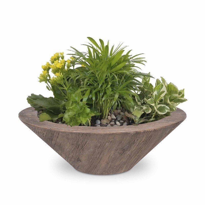 THE OUTDOOR PLUS OPT-24RWGPW CAZO 24 INCH WOOD GRAIN PLANTER AND WATER BOWL