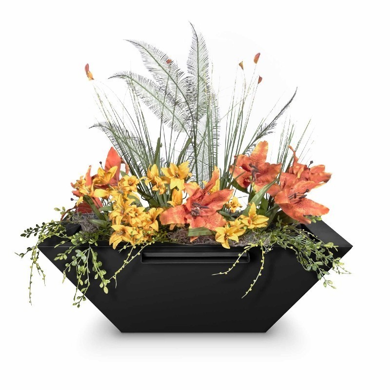 THE OUTDOOR PLUS OPT-24SPW MAYA 24 INCH CONCRETE PLANTER AND WATER BOWL