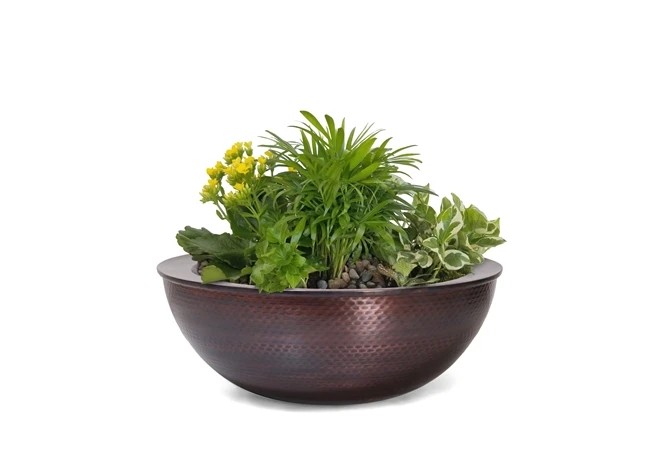 THE OUTDOOR PLUS OPT-27RCPRPW SEDONA 27 INCH COPPER PLANTER AND WATER BOWL