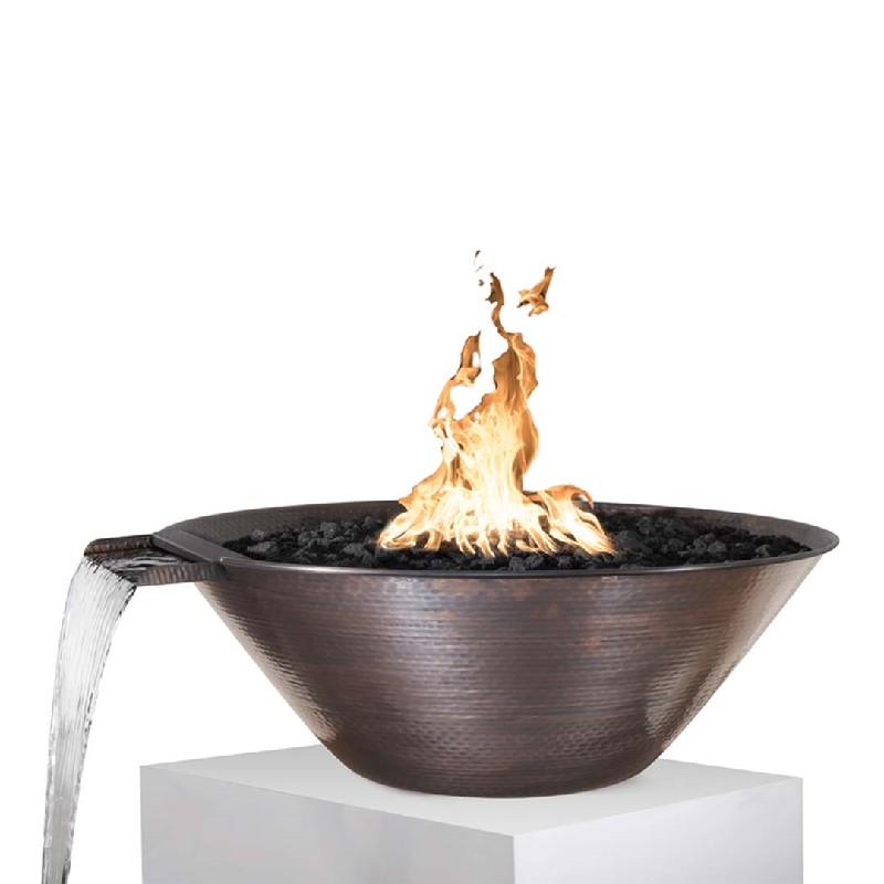 THE OUTDOOR PLUS OPT-31RCFWE12V REMI 31 INCH HAMMERED COPPER ELECTRONIC IGNITION FIRE AND WATER BOWL
