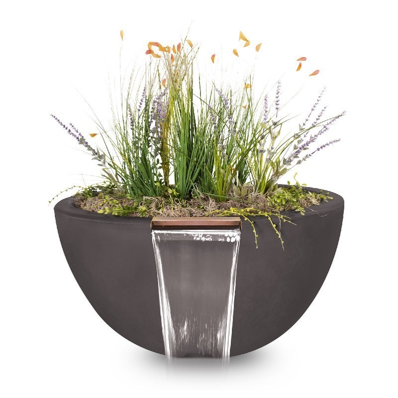 THE OUTDOOR PLUS OPT-LUNPW30 LUNA 30 INCH CONCRETE PLANTER AND WATER BOWL