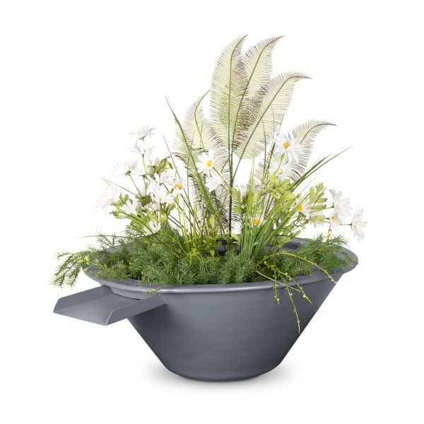 THE OUTDOOR PLUS OPT-R24PCPW CAZO 24 INCH POWDER COAT STEEL PLANTER AND WATER BOWL