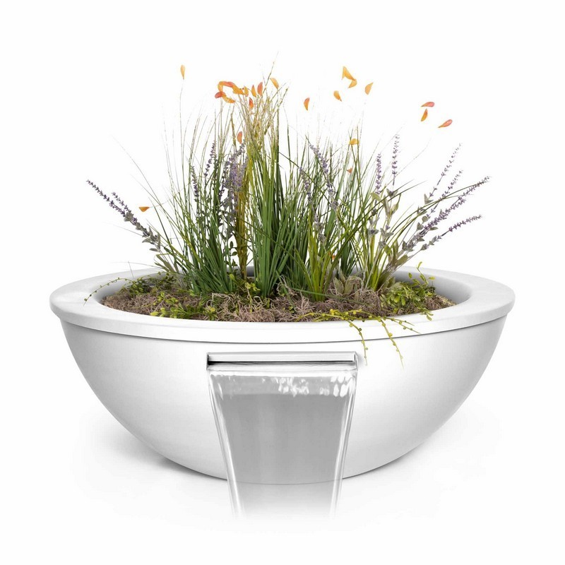THE OUTDOOR PLUS OPT-27RPCPW SEDONA 27 INCH POWDER COAT PLANTER AND WATER BOWL