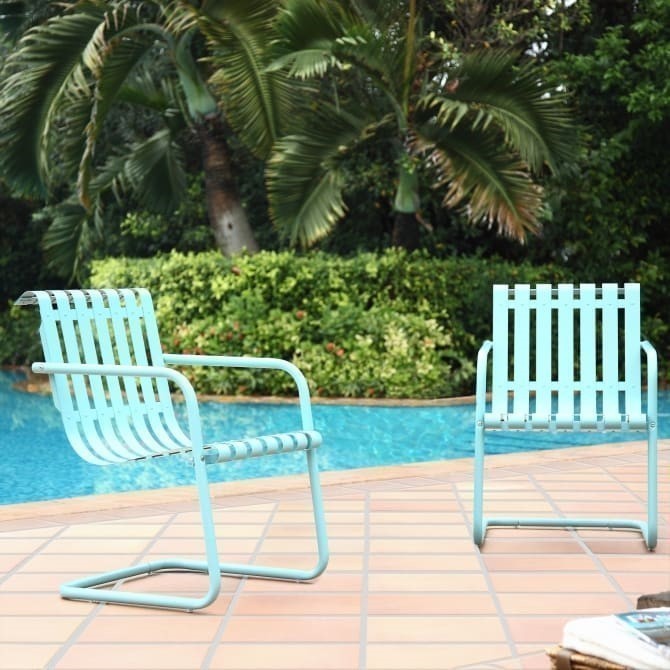 CROSLEY CO1020 GRACIE 21 3/4 INCH 2-PIECE OUTDOOR STAINLESS STEEL CHAIR SET