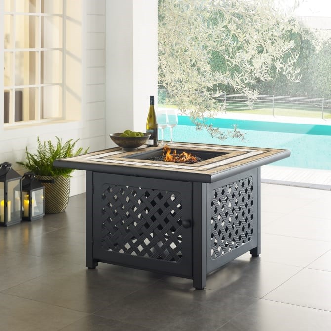CROSLEY CO9011-BR TUCSON 40 1/4 INCH SQUARE FIRE TABLE - BROWN