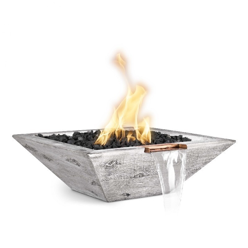 THE OUTDOOR PLUS OPT-24SWGFWE12V MAYA 24 INCH WOOD GRAIN ELECTRONIC IGNITION FIRE AND WATER BOWL