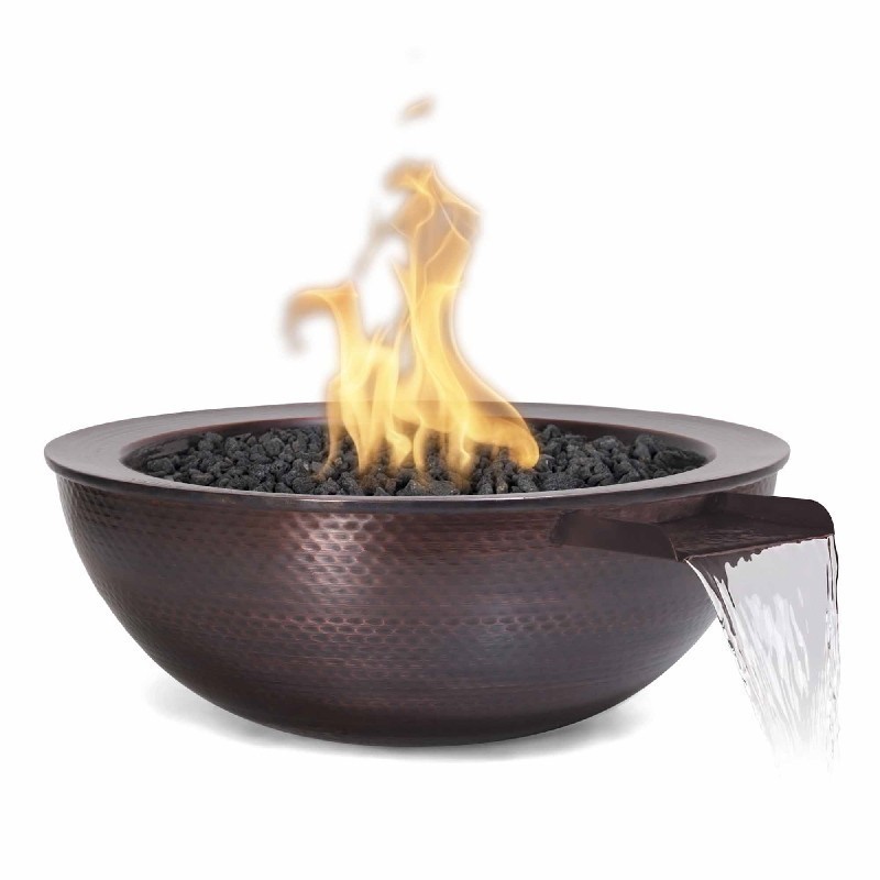 THE OUTDOOR PLUS OPT-27RCPRFWE12V SEDONA 27 INCH COPPER ELECTRONIC IGNITION FIRE AND WATER BOWL