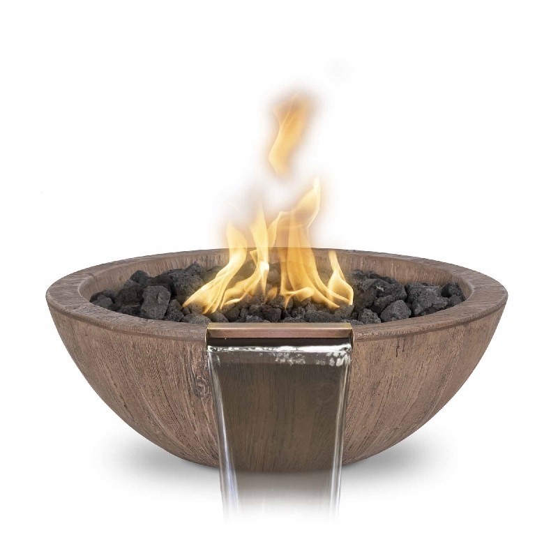 THE OUTDOOR PLUS OPT-27RWGFWE12V SEDONA 27 INCH WOOD GRAIN ELECTRONIC IGNITION FIRE AND WATER BOWL