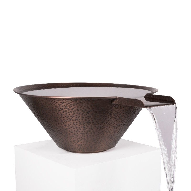 THE OUTDOOR PLUS OPT-R36CPWO CAZO 36 INCH WATER BOWL - HAMMERED PATINA COPPER