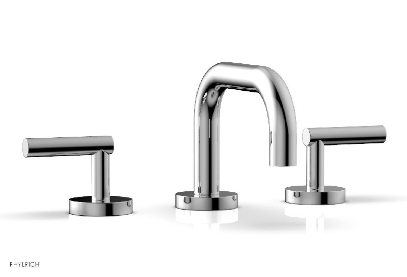PHYLRICH 120-04 TRANSITION 5 INCH THREE HOLES WIDESPREAD DECK BATHROOM FAUCET WITH LEVER HANDLES AND LOW SPOUT