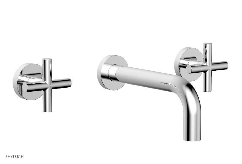 PHYLRICH 120-11 TRANSITION 4 1/2 INCH THREE HOLES WIDESPREAD WALL BATHROOM FAUCET WITH CROSS HANDLES