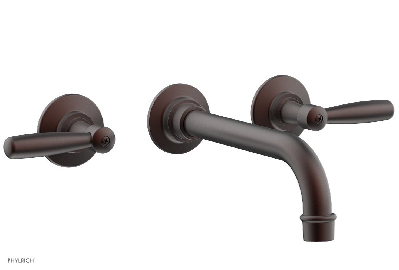 PHYLRICH 220-12 WORKS 2 3/8 INCH THREE HOLES WIDESPREAD WALL BATHROOM FAUCET WITH LEVER HANDLES