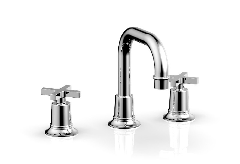 PHYLRICH 501-05 HEX MODERN 6 3/4 INCH THREE HOLES WIDESPREAD DECK BATHROOM FAUCET WITH CROSS HANDLES