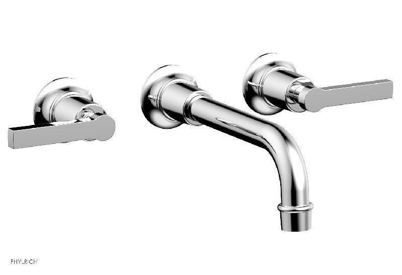 PHYLRICH 501-14 HEX MODERN 3 3/4 INCH THREE HOLES WIDESPREAD WALL BATHROOM FAUCET WITH LEVER HANDLES