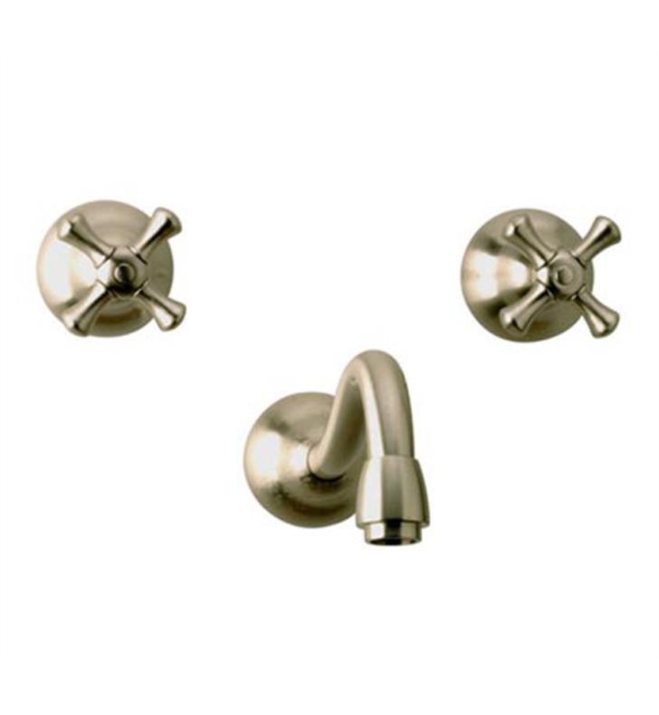 PHYLRICH DWL103 NORMANDY 1 3/4 INCH THREE HOLES WIDESPREAD WALL BATHROOM FAUCET WITH CROSS HANDLES