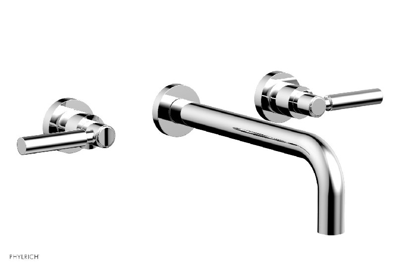 PHYLRICH DWL130-10 BASIC 10 INCH THREE HOLES WIDESPREAD WALL BATHROOM FAUCET WITH LEVER HANDLES