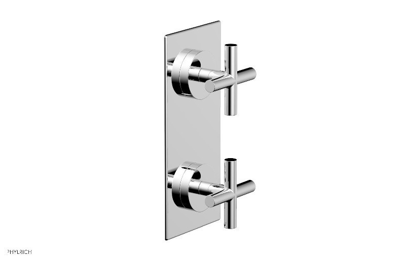 PHYLRICH 4-012 TRANSITION 4 INCH WALL MOUNT TWO CROSS HANDLES THERMOSTATIC VALVE WITH VOLUME CONTROL OR DIVERTER